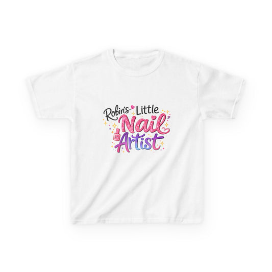 Kids Tee — "Robin's Little Nail Artist" Colorful Nail Tech Shirt for Girls