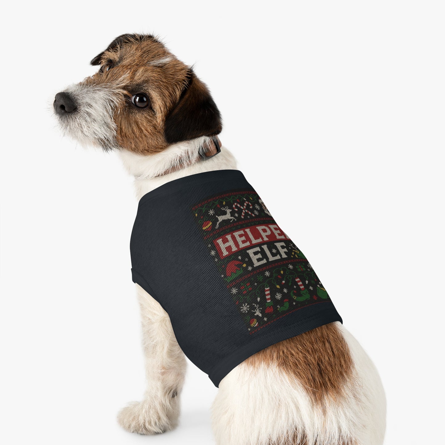 Helper Elf Pet Tank Top – Christmas Dog & Cat Holiday Sweater Tee