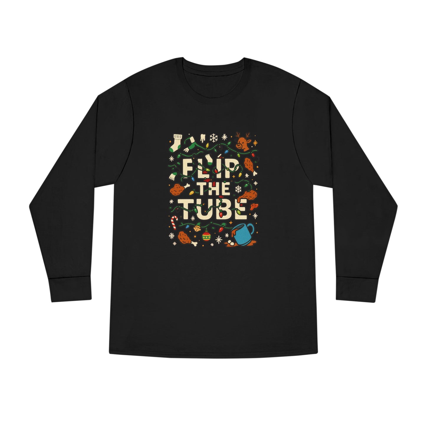 Long Sleeve Tee Ugly Christmas Sweater Retro Space Graphic — Funny Science Lover Shirt