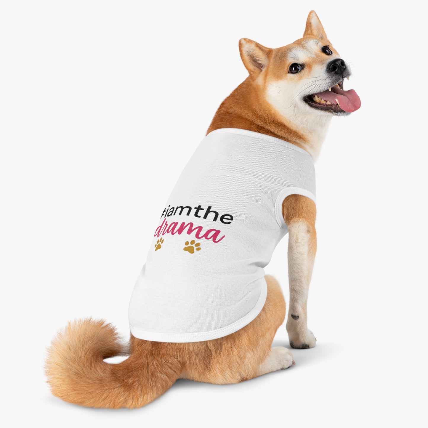Pet Tank — “#iamthe drama” Funny Paw Print Dog Tank Top
