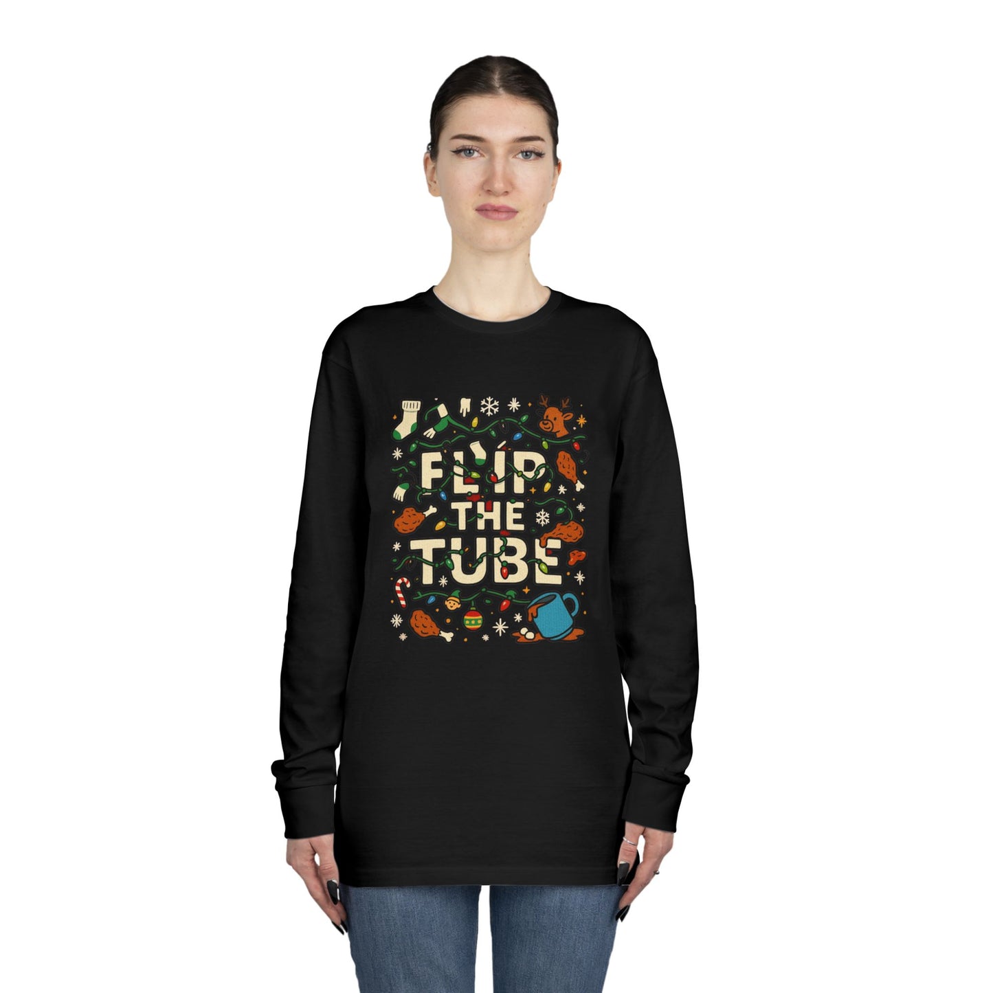 Long Sleeve Tee Ugly Christmas Sweater Retro Space Graphic — Funny Science Lover Shirt