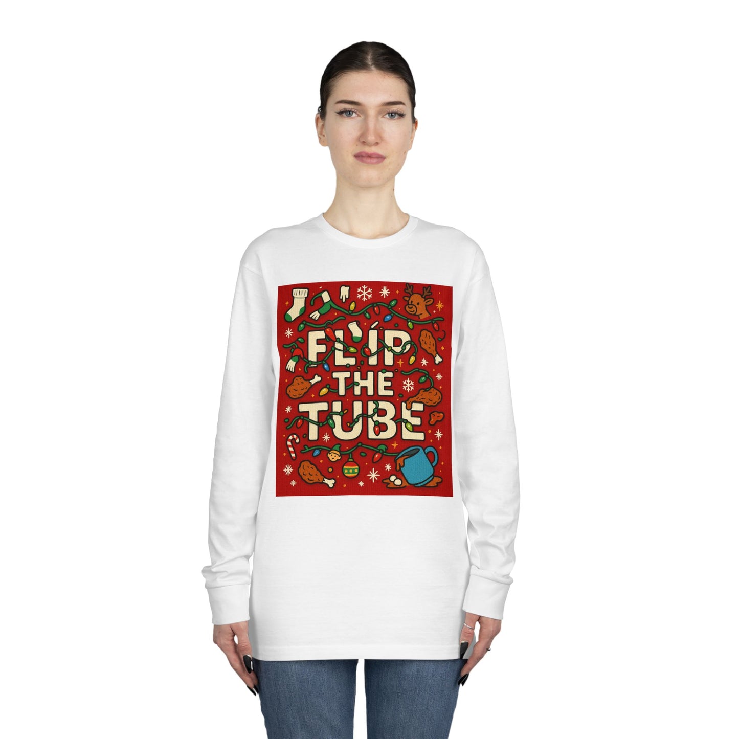 Long Sleeve Tee Ugly Christmas Sweater Retro Space Graphic — Funny Science Lover Shirt