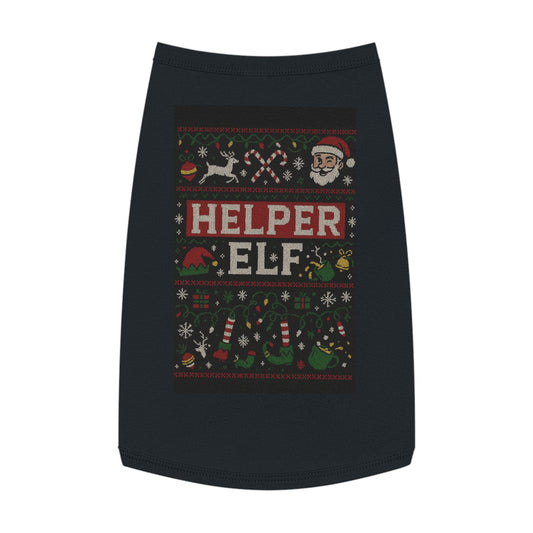 Helper Elf Pet Tank Top – Christmas Dog & Cat Holiday Sweater Tee