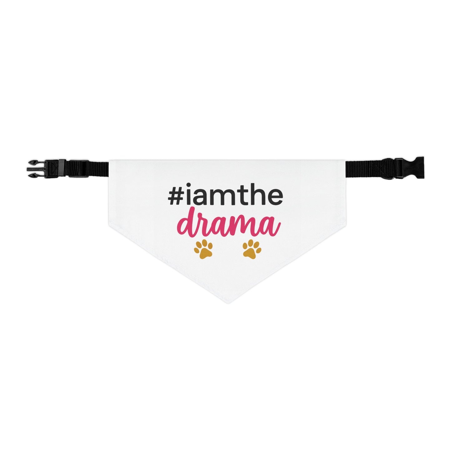 Pet Bandana Collar — "#iamthe drama" Funny Paw Print Dog Bandana