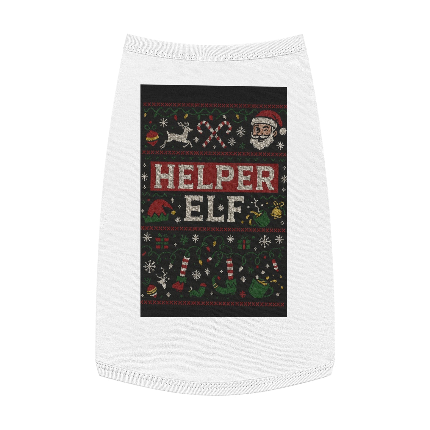 Helper Elf Pet Tank Top – Christmas Dog & Cat Holiday Sweater Tee