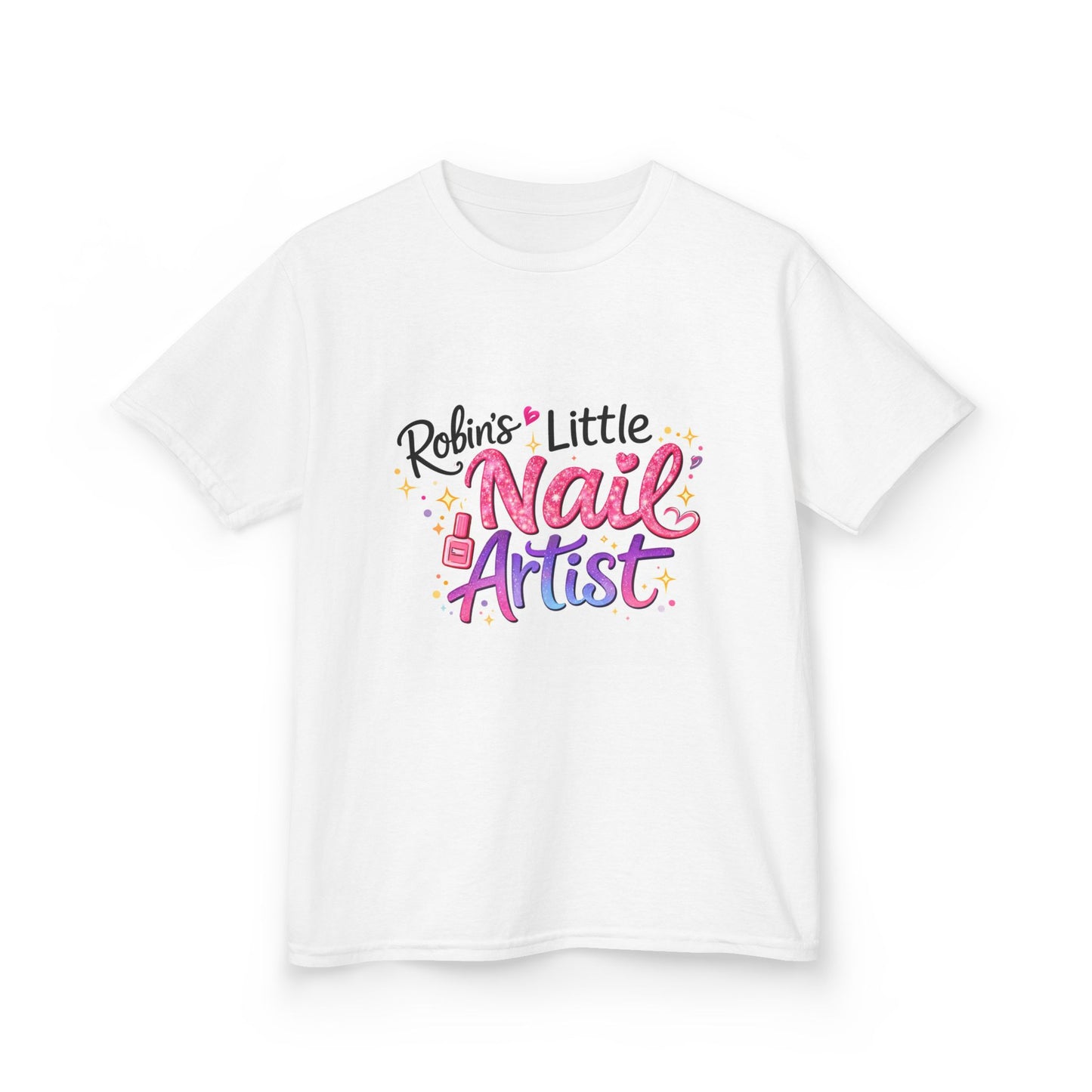 Kids Tee — "Robin's Little Nail Artist" Colorful Nail Tech Shirt for Girls