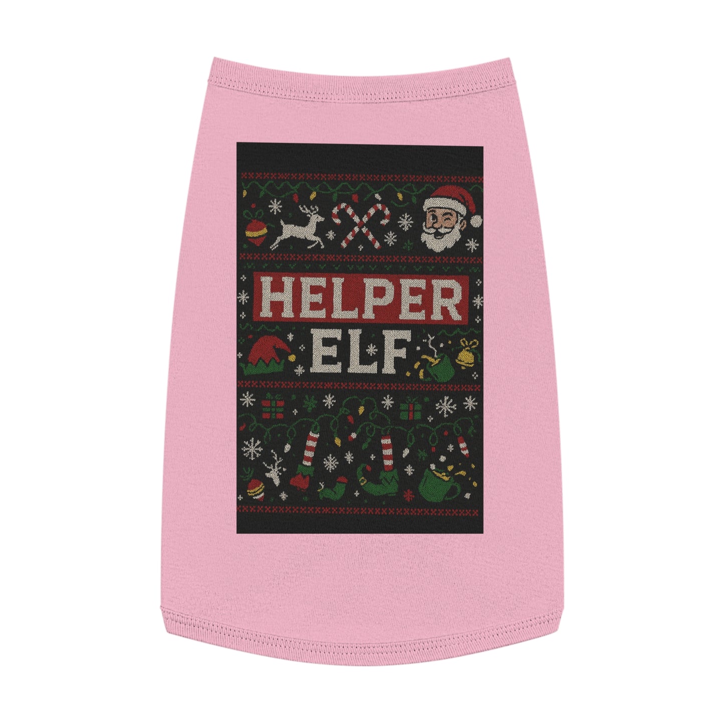 Helper Elf Pet Tank Top – Christmas Dog & Cat Holiday Sweater Tee