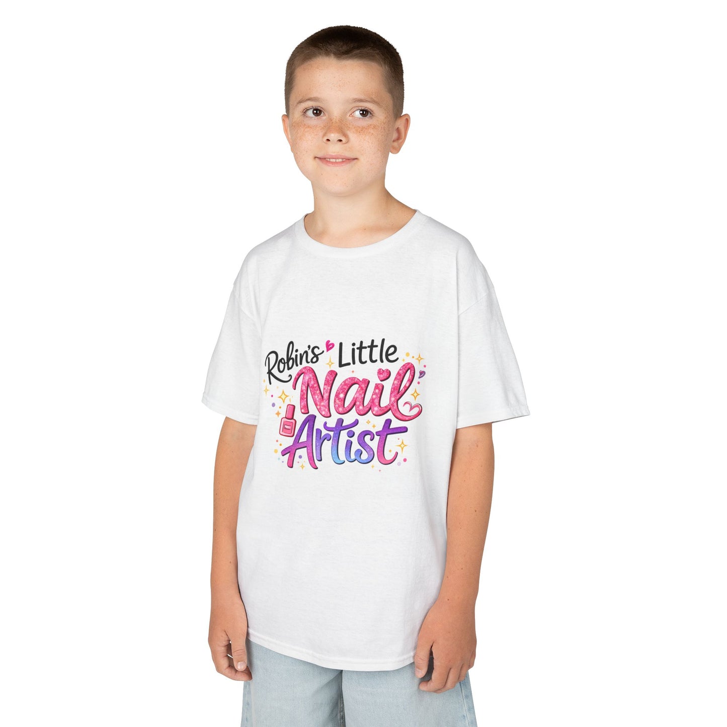 Kids Tee — "Robin's Little Nail Artist" Colorful Nail Tech Shirt for Girls
