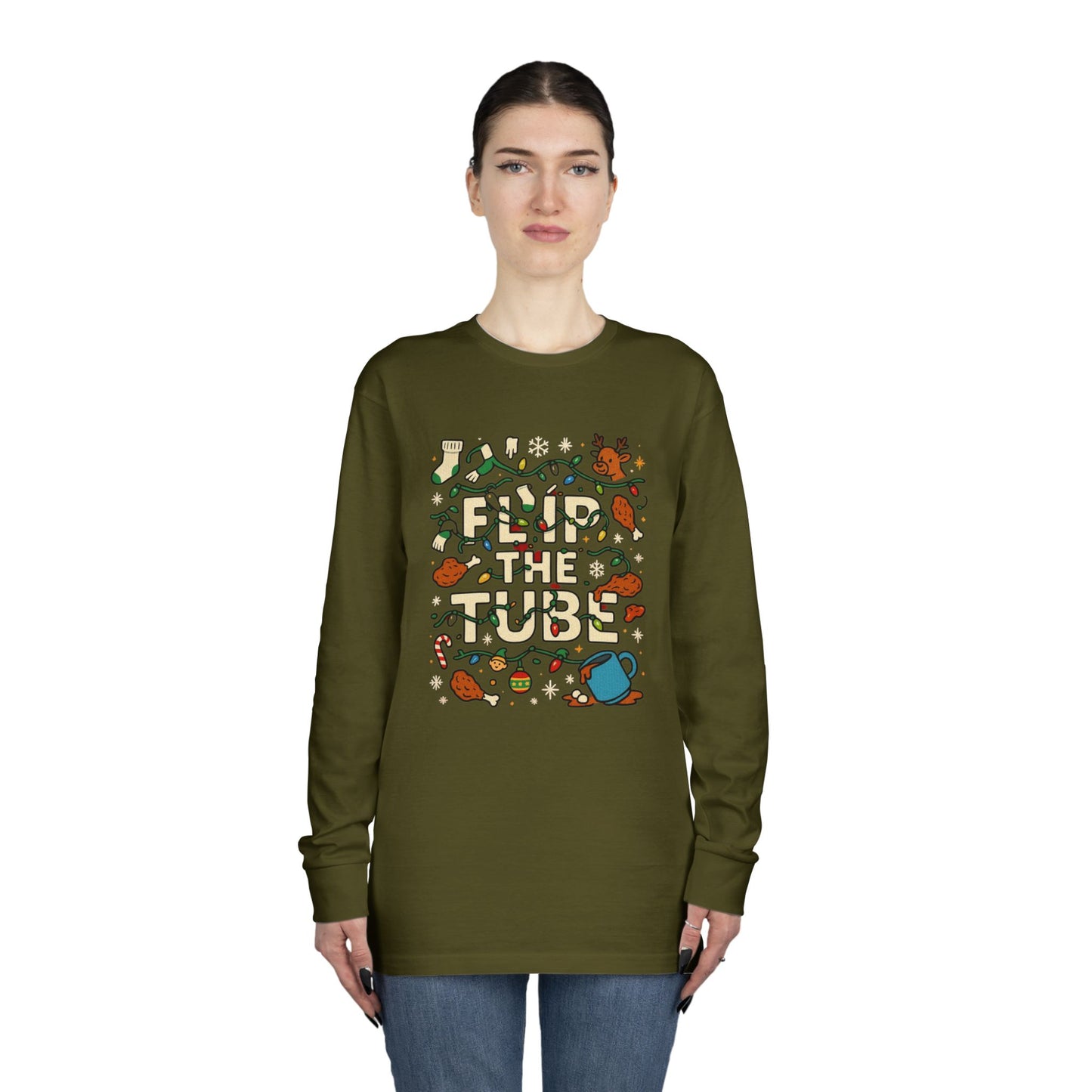Long Sleeve Tee Ugly Christmas Sweater Retro Space Graphic — Funny Science Lover Shirt
