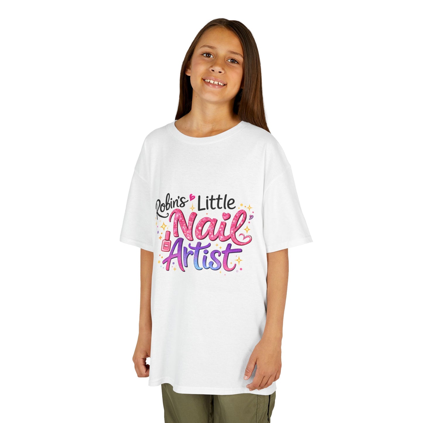 Kids Tee — "Robin's Little Nail Artist" Colorful Nail Tech Shirt for Girls