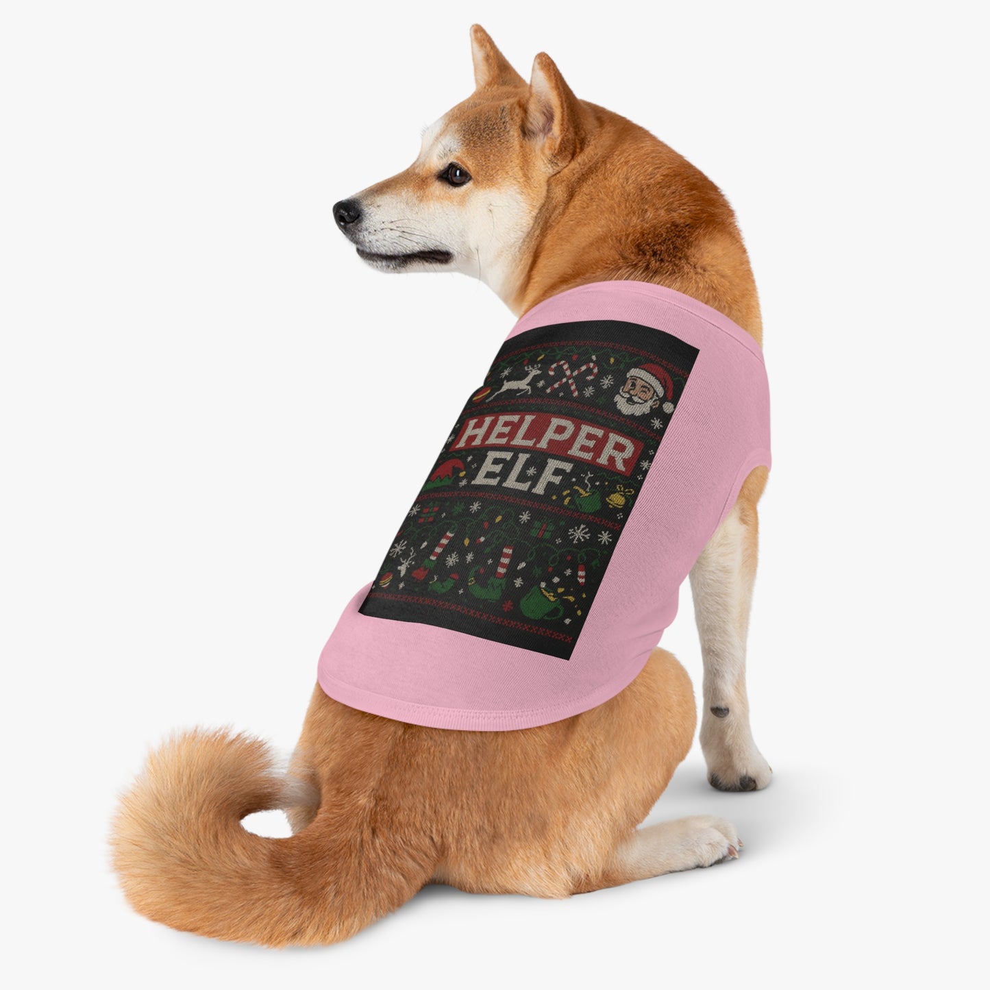 Helper Elf Pet Tank Top – Christmas Dog & Cat Holiday Sweater Tee