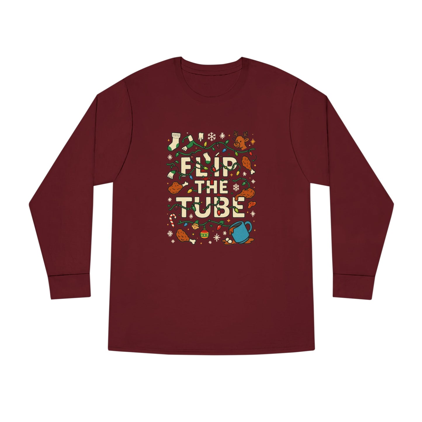 Long Sleeve Tee Ugly Christmas Sweater Retro Space Graphic — Funny Science Lover Shirt