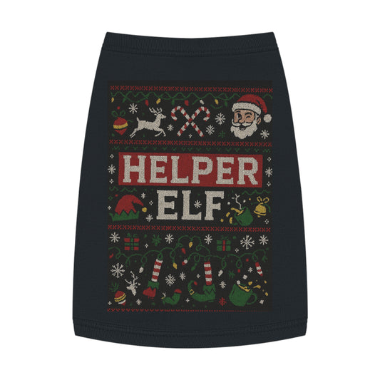 Helper Elf Pet Tank Top – Christmas Dog & Cat Holiday Sweater Tee