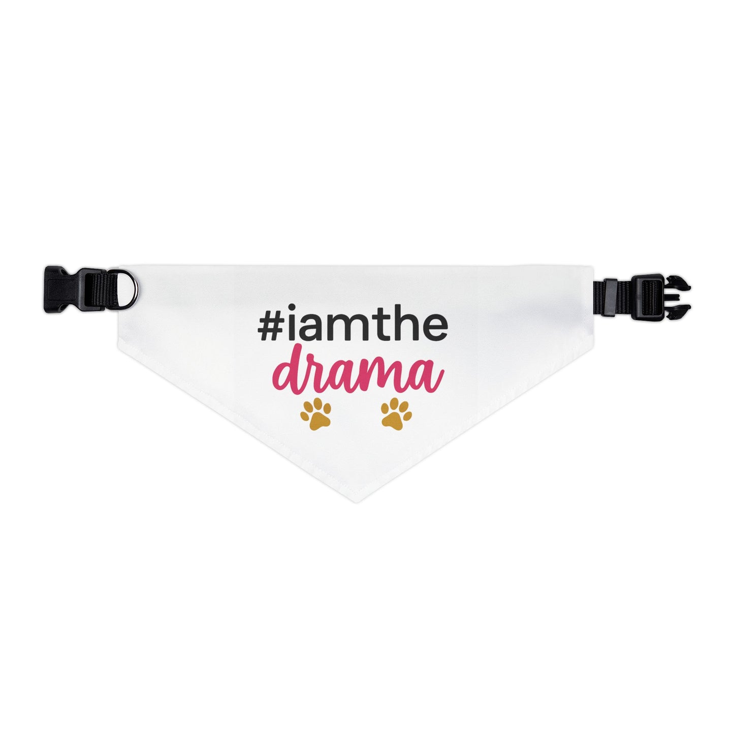 Pet Bandana Collar — "#iamthe drama" Funny Paw Print Dog Bandana