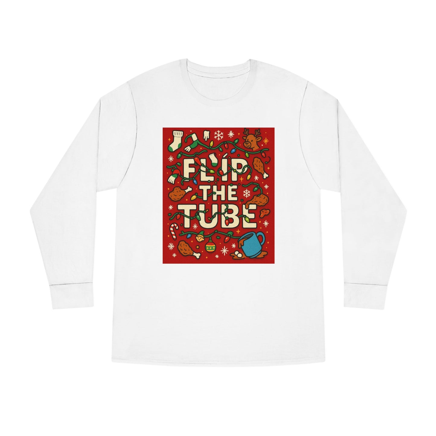 Long Sleeve Tee Ugly Christmas Sweater Retro Space Graphic — Funny Science Lover Shirt