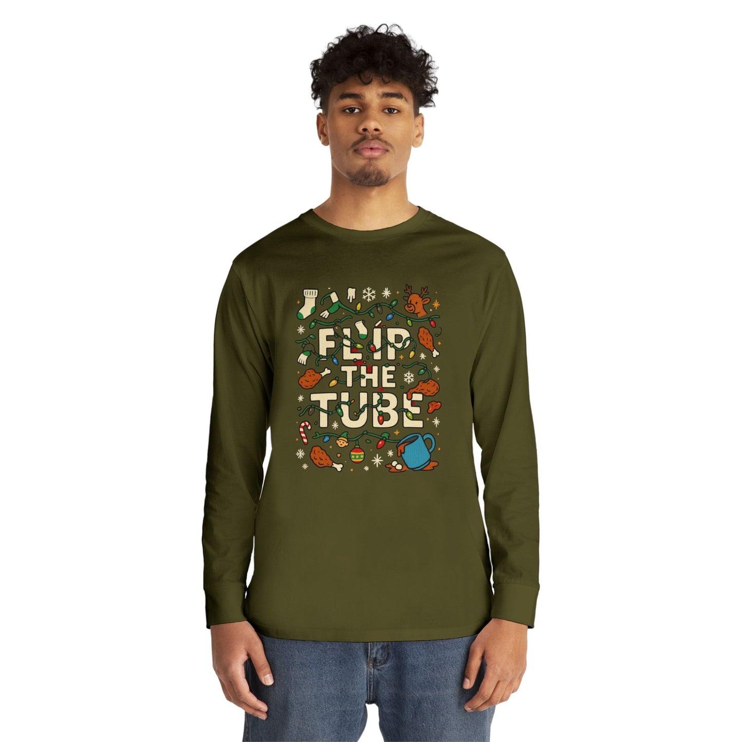 Long Sleeve Tee Ugly Christmas Sweater Retro Space Graphic — Funny Science Lover Shirt