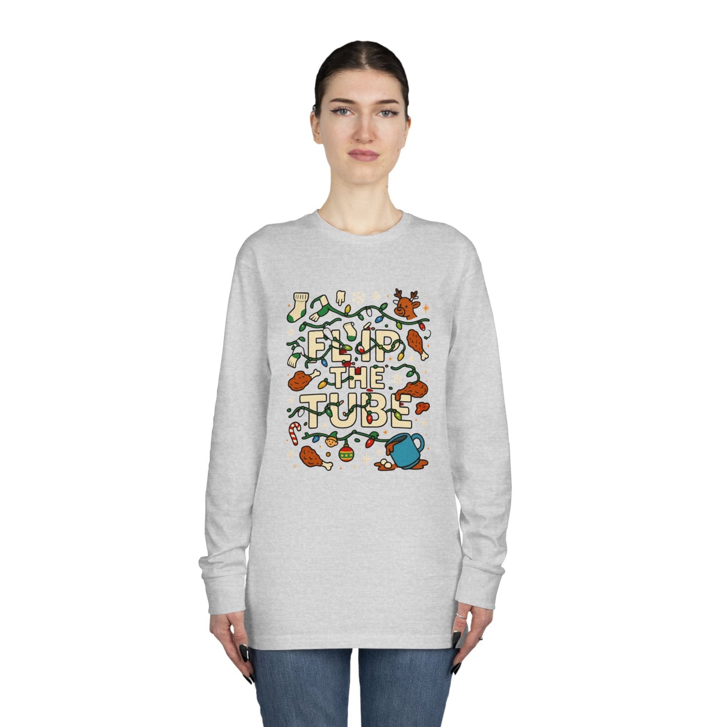 Long Sleeve Tee Ugly Christmas Sweater Retro Space Graphic — Funny Science Lover Shirt