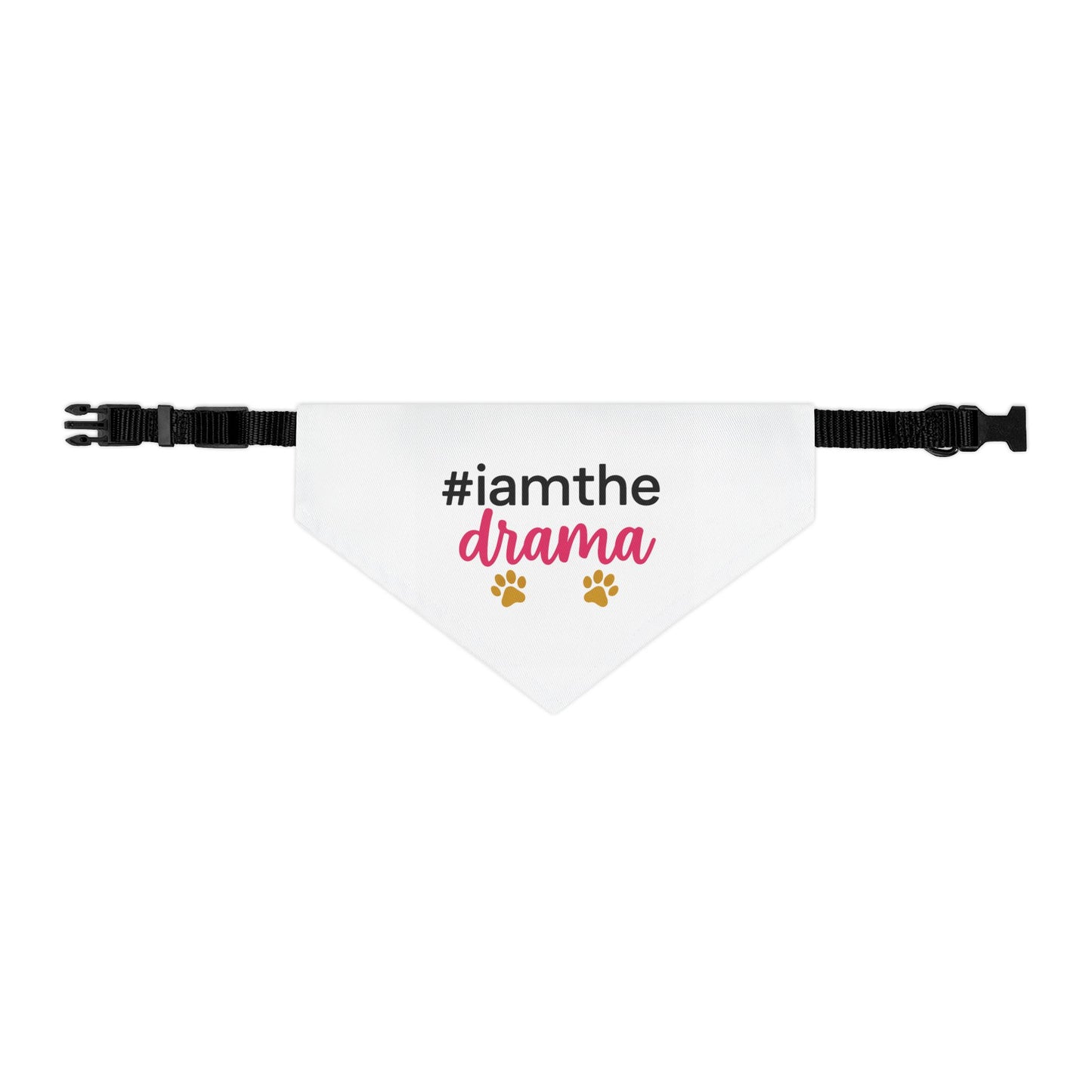 Pet Bandana Collar — "#iamthe drama" Funny Paw Print Dog Bandana