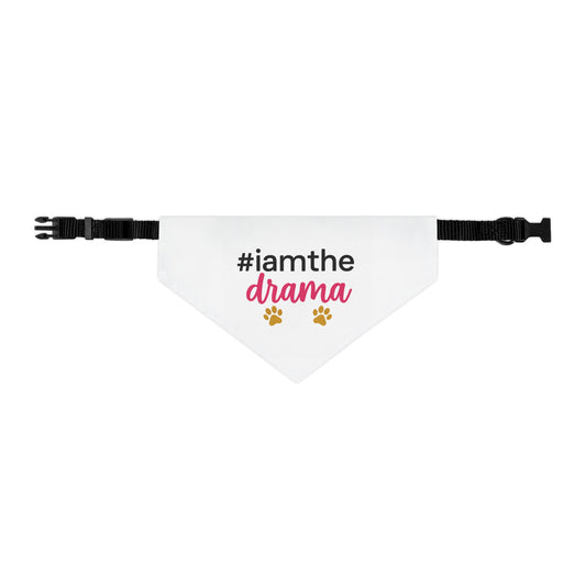 Pet Bandana Collar — "#iamthe drama" Funny Paw Print Dog Bandana