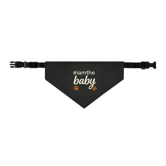 Pet Bandana Collar — "#iamthebaby" Black Dog Bandana with Paw Print