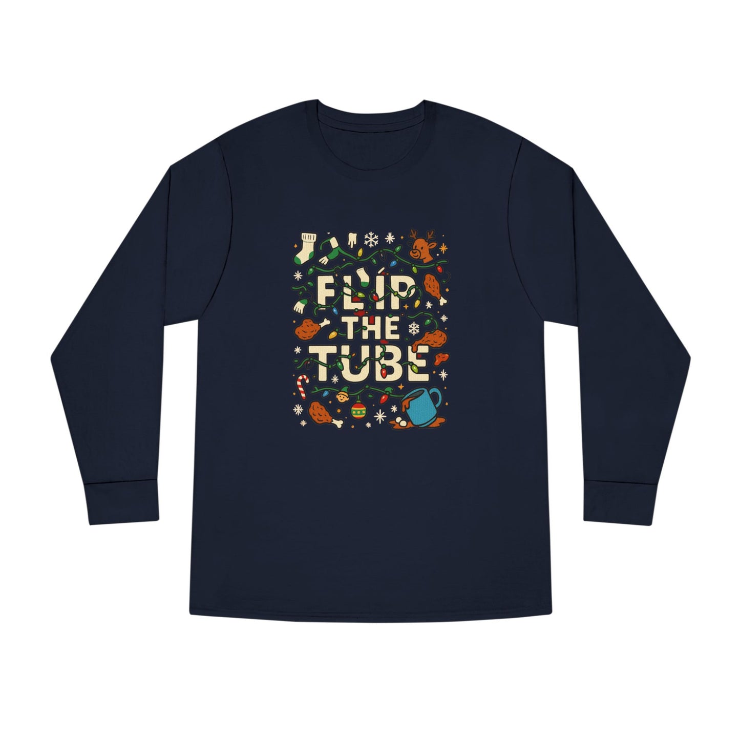 Long Sleeve Tee Ugly Christmas Sweater Retro Space Graphic — Funny Science Lover Shirt