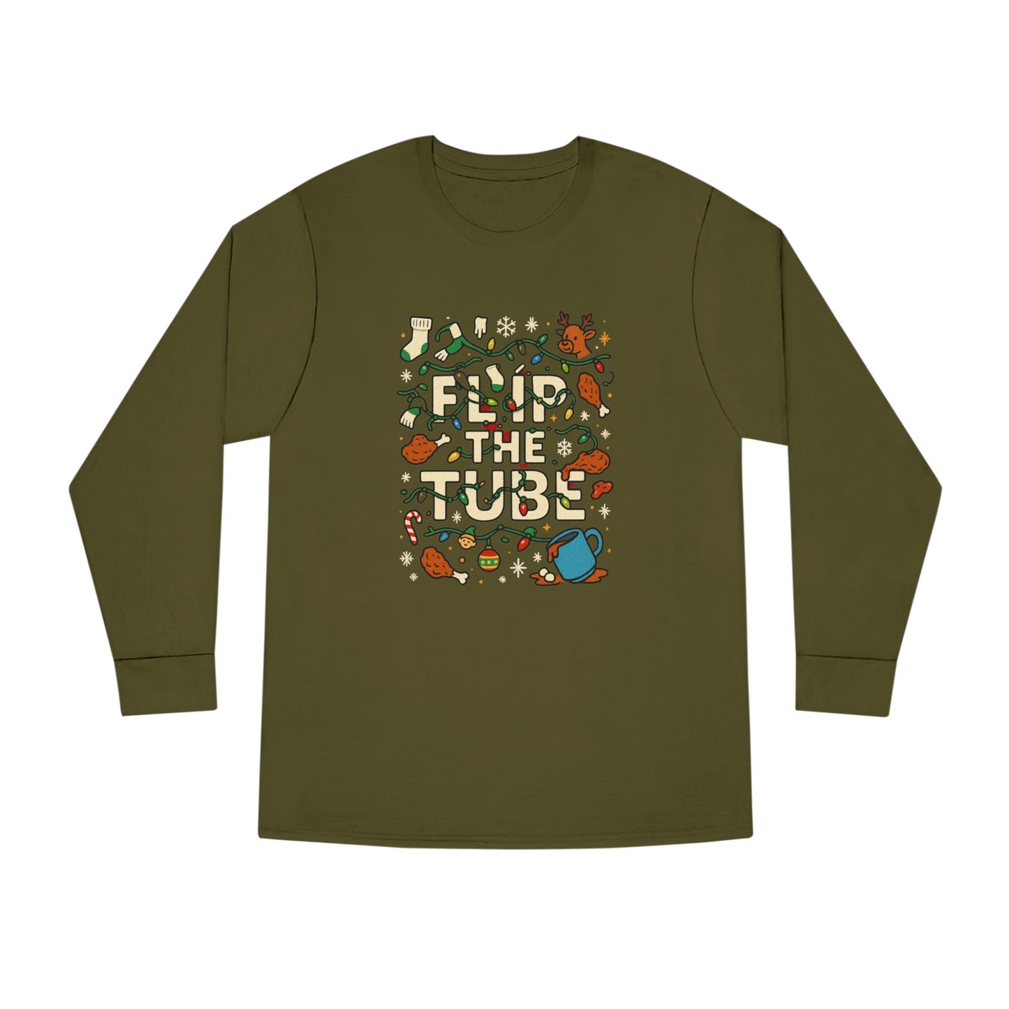 Long Sleeve Tee Ugly Christmas Sweater Retro Space Graphic — Funny Science Lover Shirt
