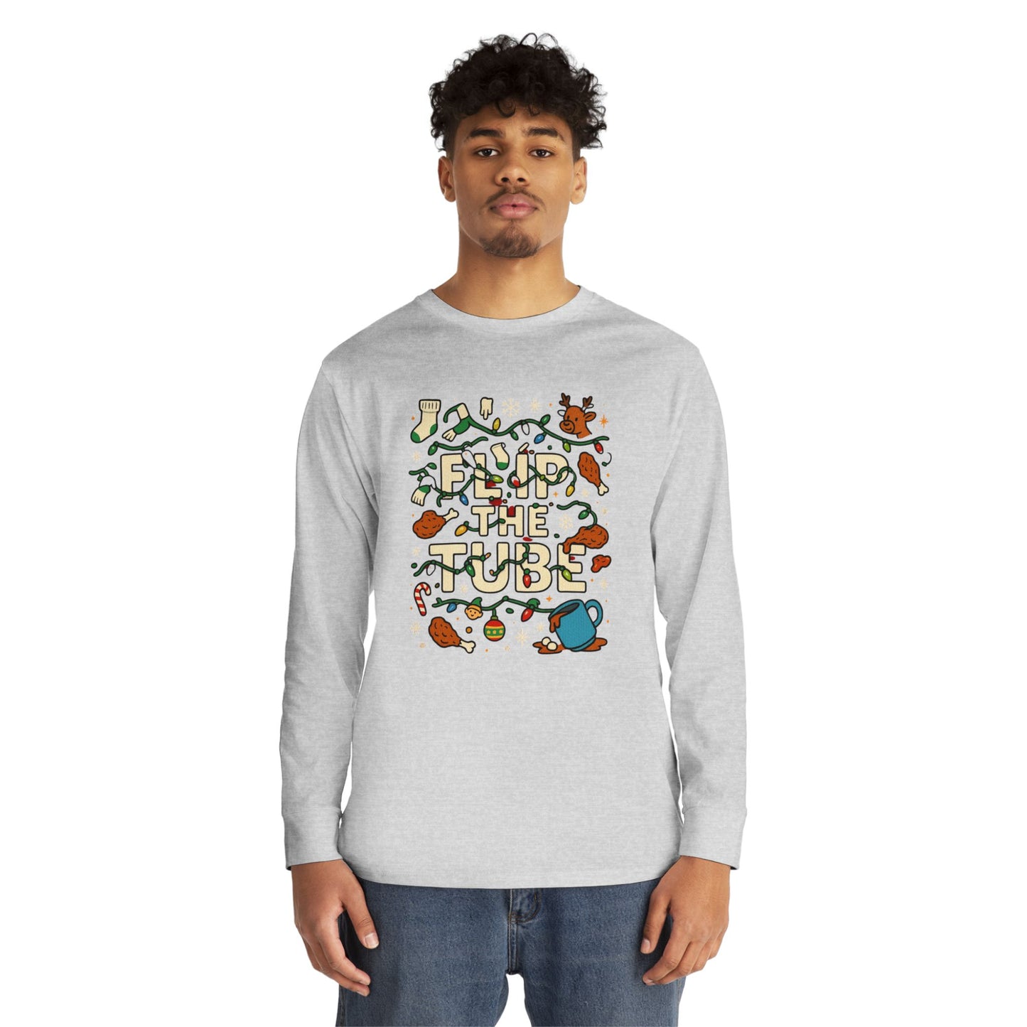 Long Sleeve Tee Ugly Christmas Sweater Retro Space Graphic — Funny Science Lover Shirt