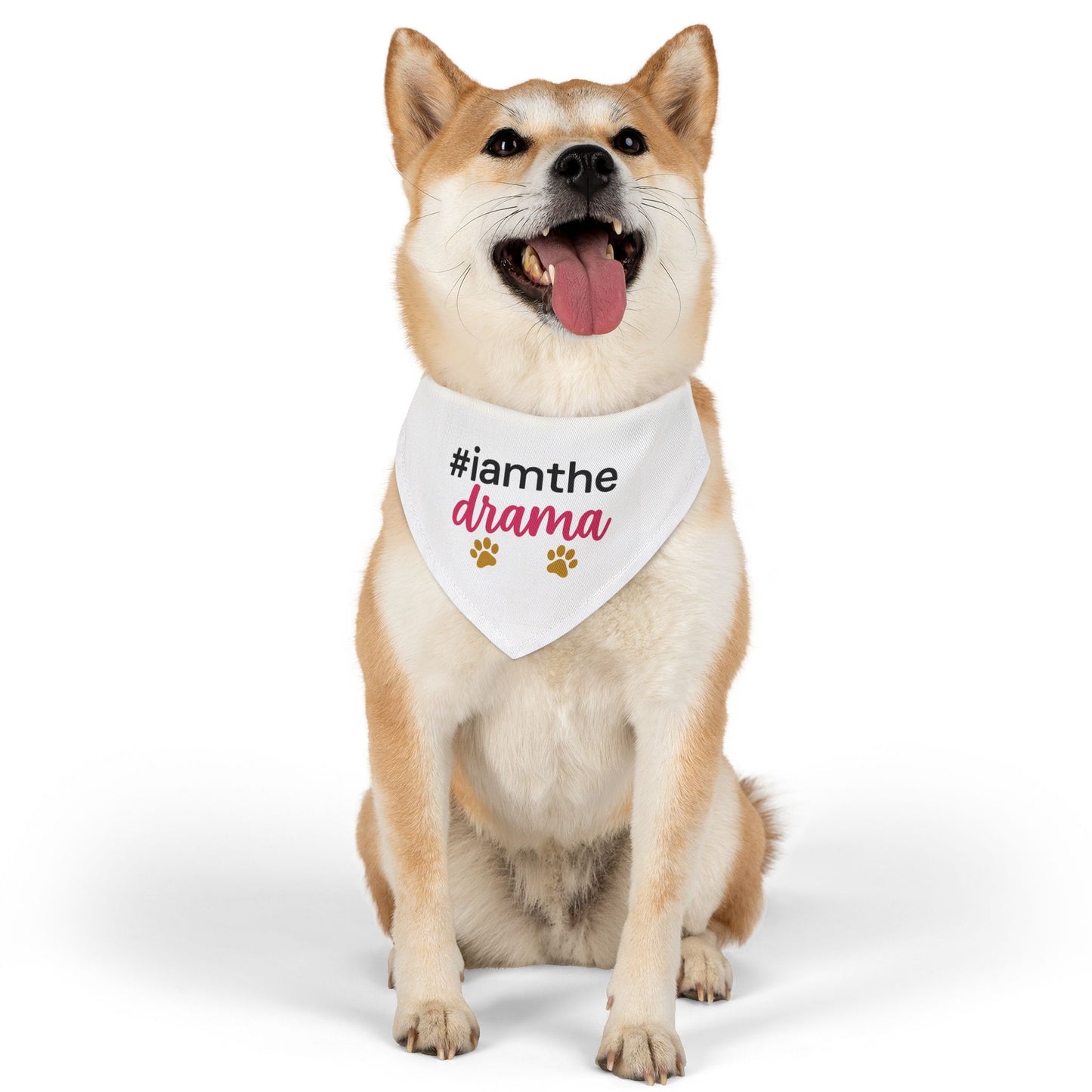 Pet Bandana Collar — "#iamthe drama" Funny Paw Print Dog Bandana