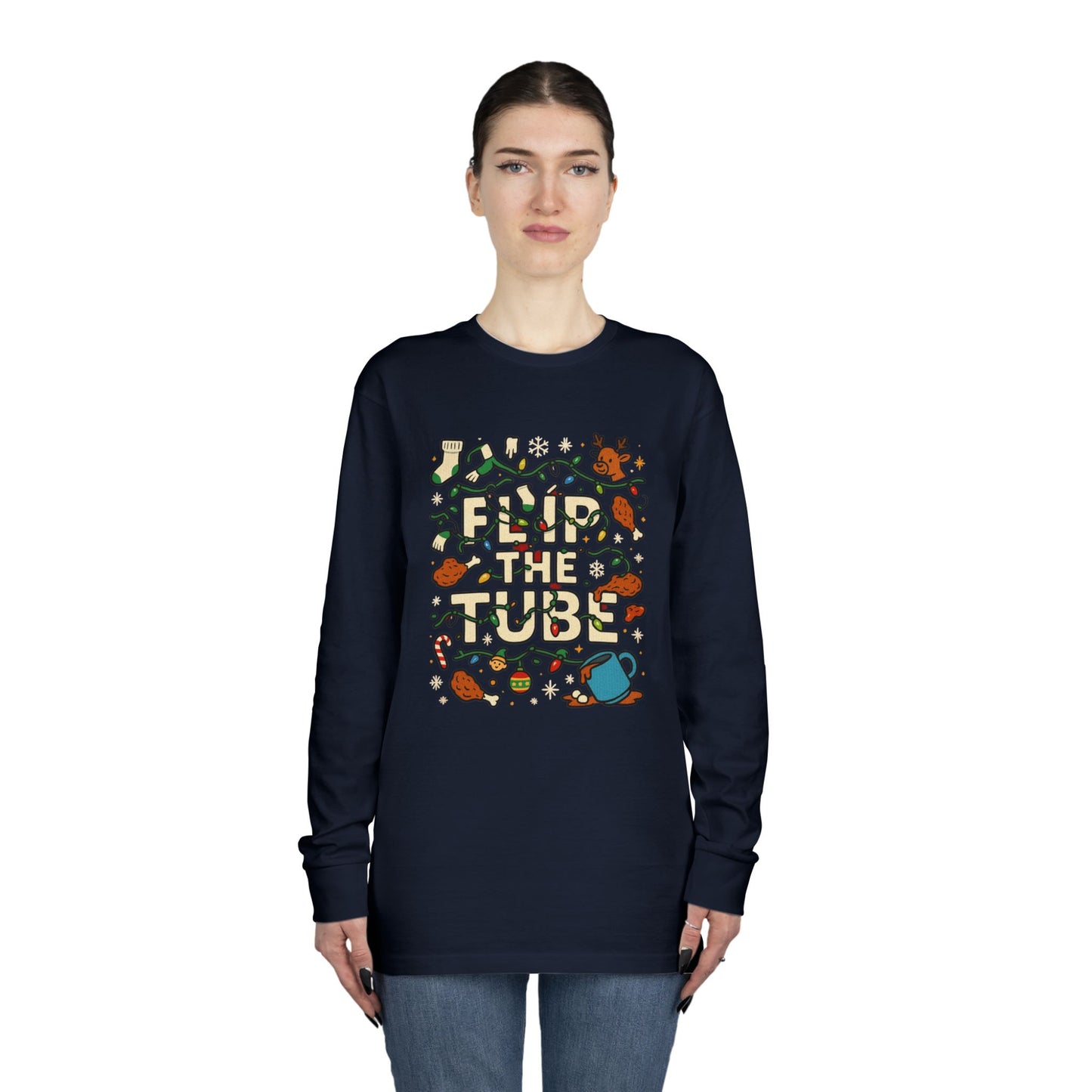 Long Sleeve Tee Ugly Christmas Sweater Retro Space Graphic — Funny Science Lover Shirt