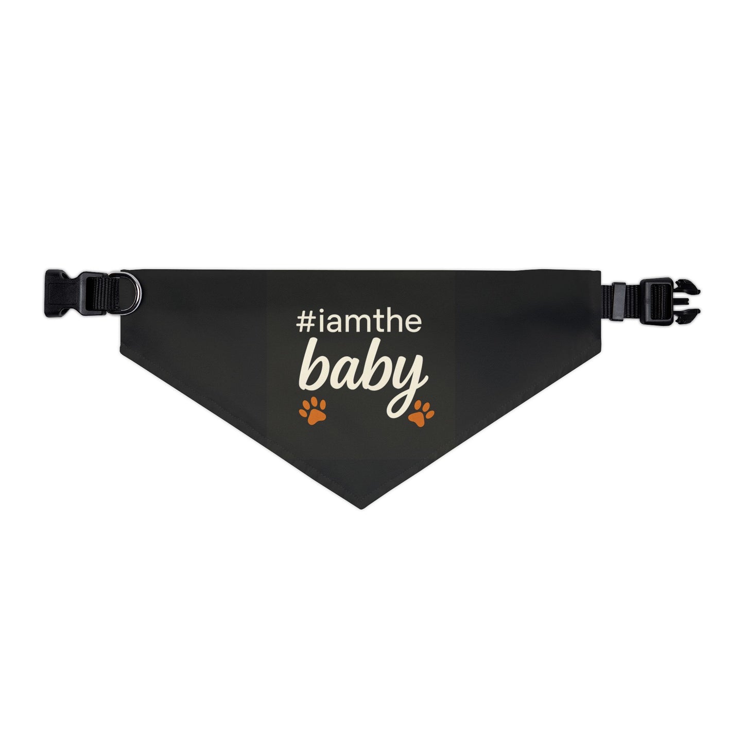 Pet Bandana Collar — "#iamthebaby" Black Dog Bandana with Paw Print