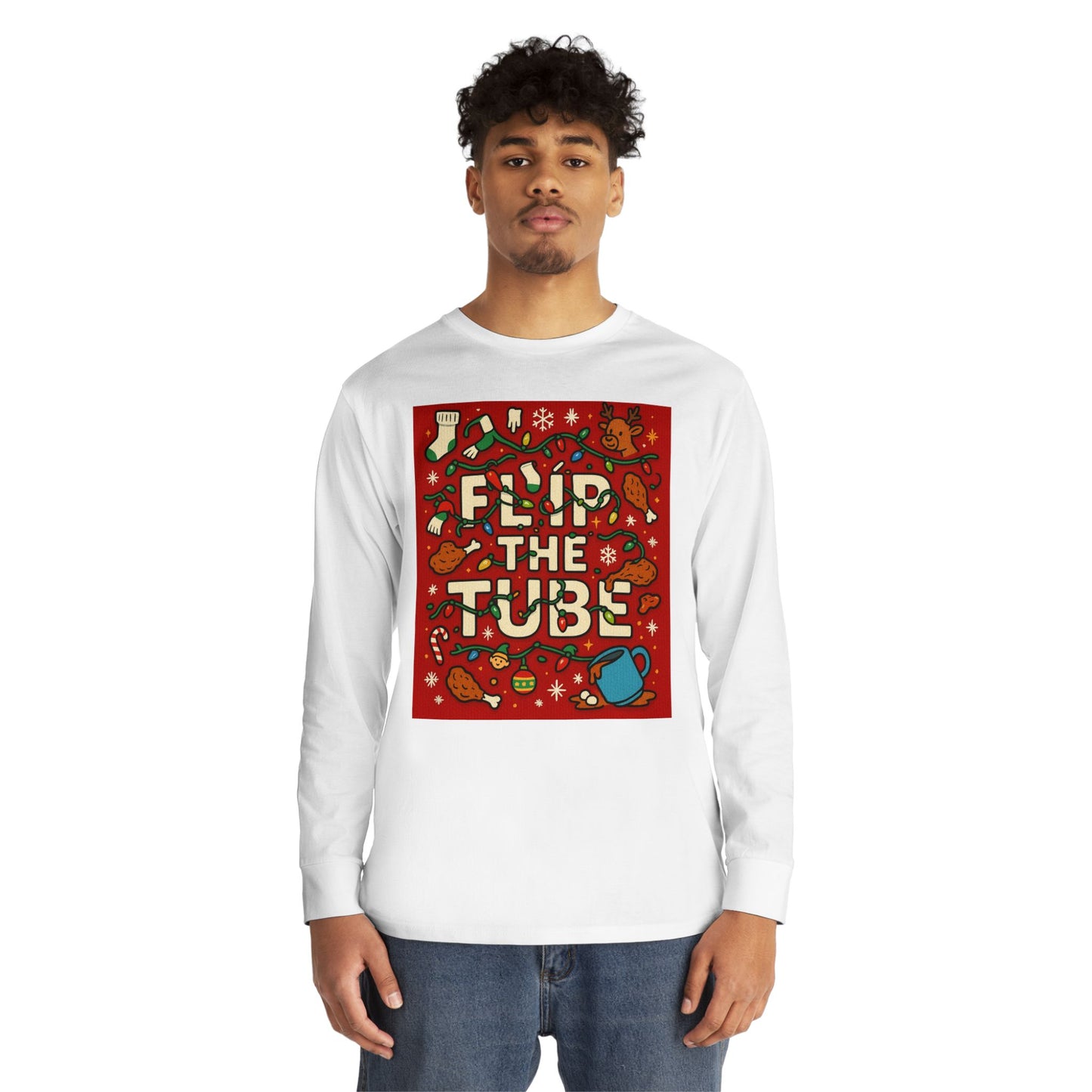 Long Sleeve Tee Ugly Christmas Sweater Retro Space Graphic — Funny Science Lover Shirt