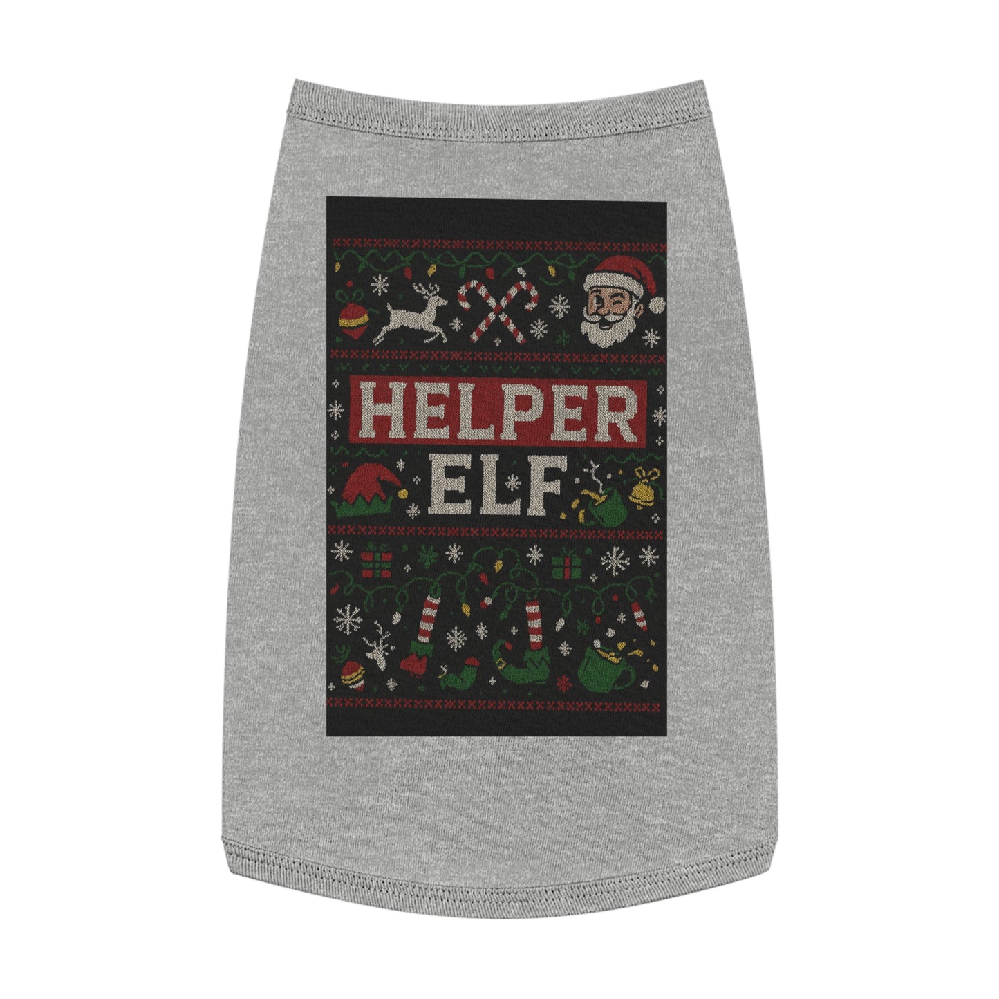 Helper Elf Pet Tank Top – Christmas Dog & Cat Holiday Sweater Tee