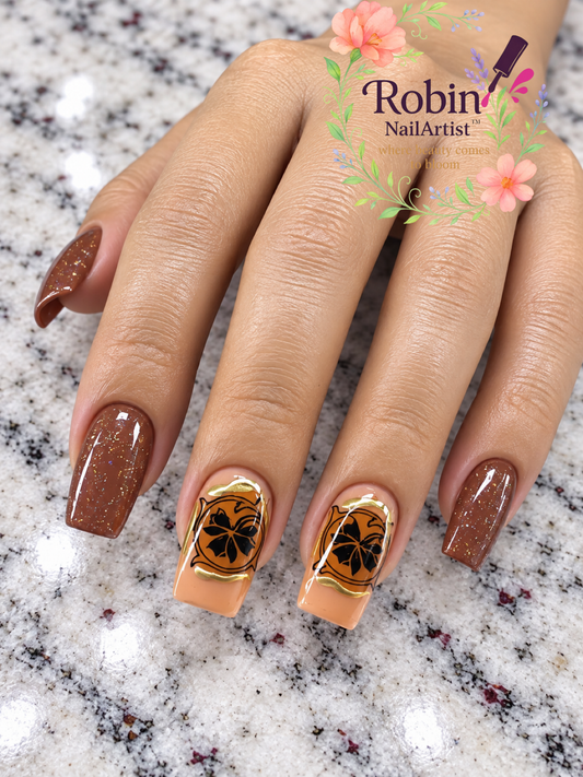 *Nail Fortune Series* Earthy Clay Nails in Teracotta and Soft Tan