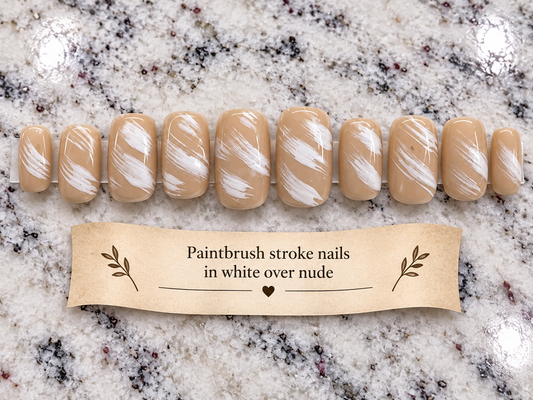*Nail Fortune Series* Paintbrush Strokes in White Over Nude
